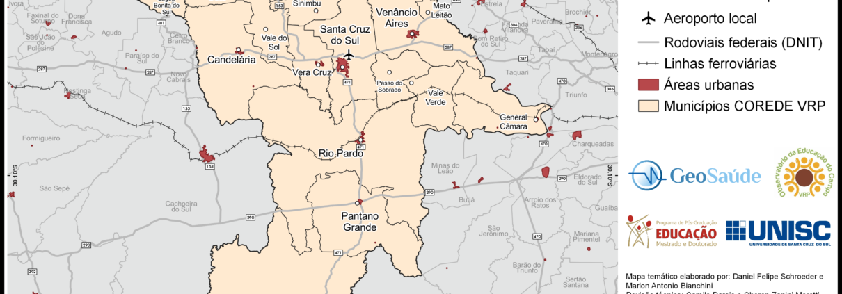 Mapa - Localização dos municípios do Vale do Rio Pardo