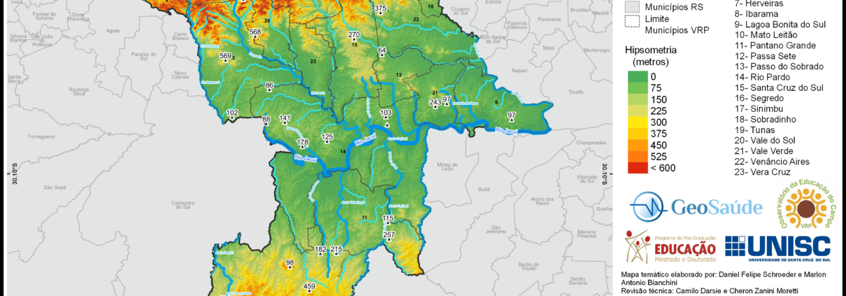 Mapa relevo - Características naturais do Vale do Rio Pardo